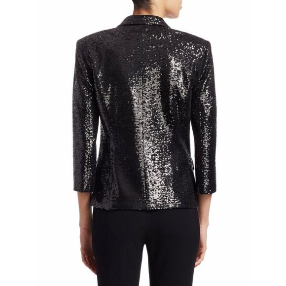 Stunning CINQ à SEPT “Jana” Sequin Evening Cropped Blazer/Jacket, Sz 0/2 - Picture 2 of 10